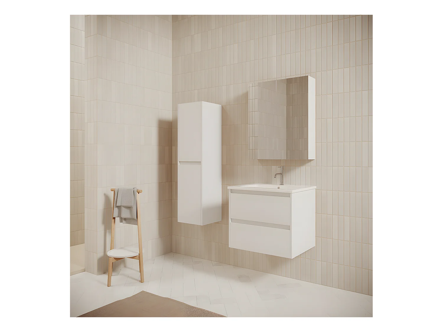Mueble lavabo + lavabo 60 cm FORTINA blanco