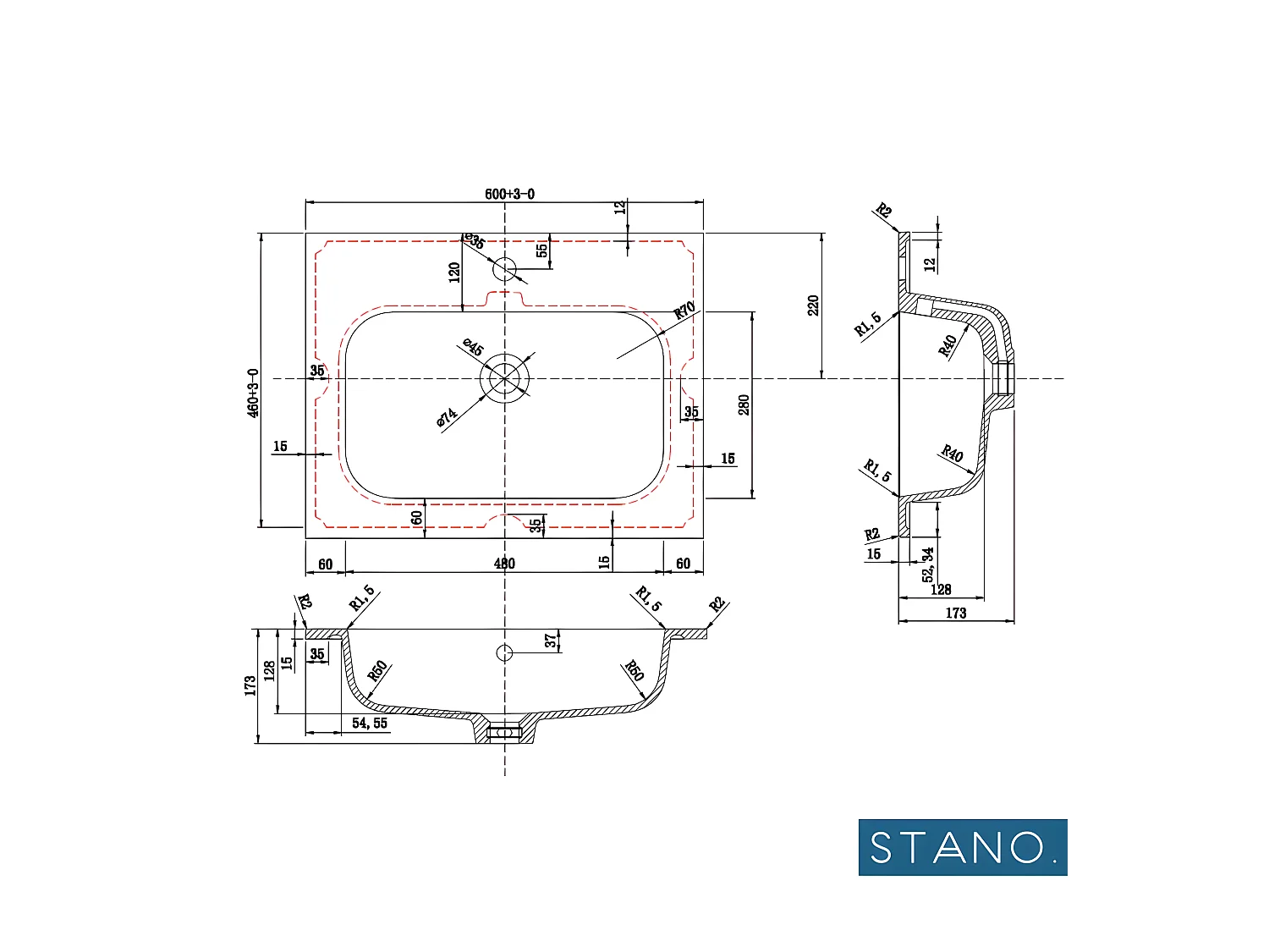 Waschtisch mit Unterschrank FORTINA 60 cm weiß