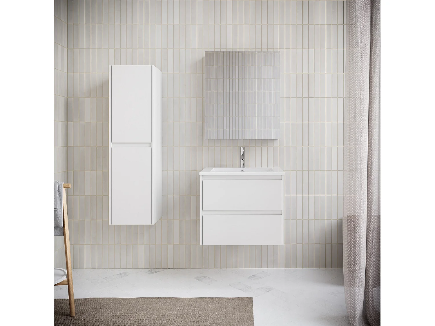 Meuble salle de bain design simple vasque FORTINA largeur 60 cm blanc