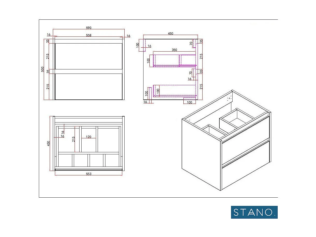 Meuble salle de bain design simple vasque FORTINA largeur 60 cm blanc