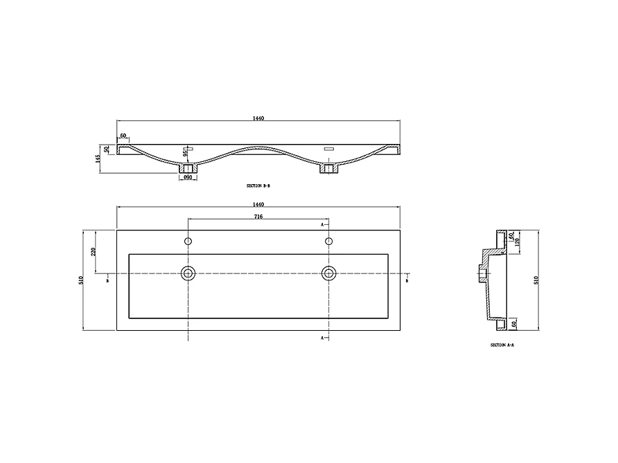 Mueble lavabo + lavabo 144cm MONTADO SIENA Roble Claro