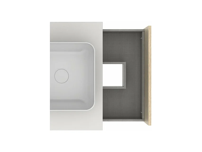 Meuble salle de bain avec vasque posée NARA TOP  chêne clair  blanc 80 cm  Miroir non inclus