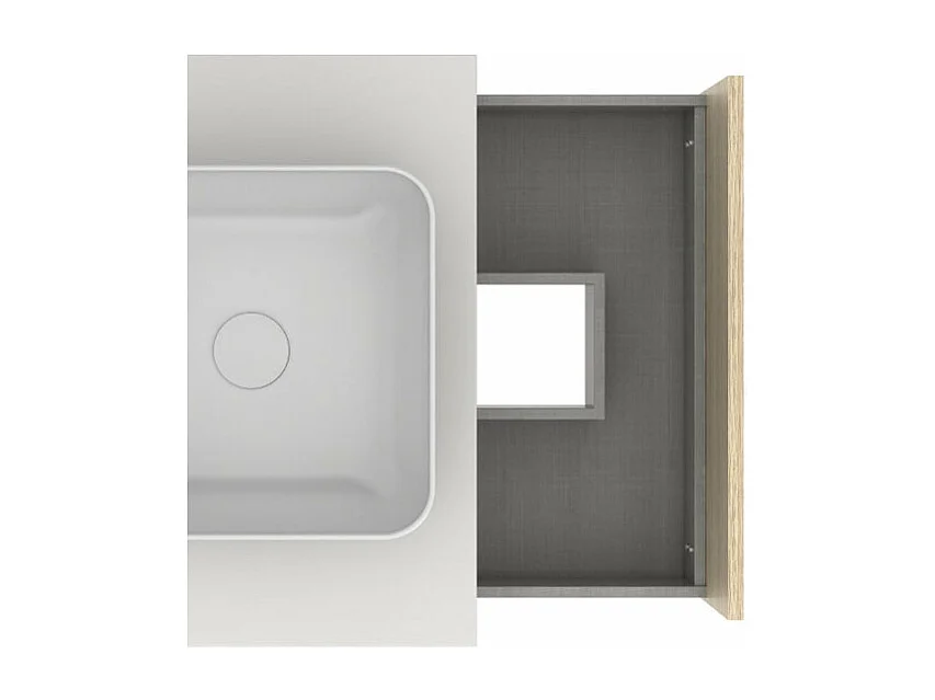 Meuble salle de bain avec vasque posée NARA TOP  chêne clair  blanc 80 cm  Miroir non inclus