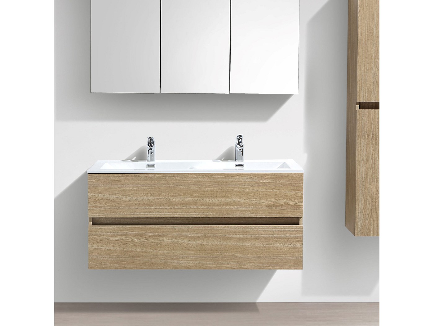 Meuble De Salle De Bain En 120 Double Vasque Meuble salle de bain design double vasque SIENA largeur 120 cm chêne