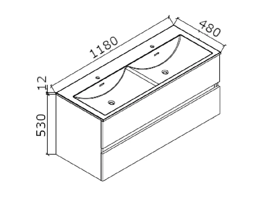 Meuble salle de bain design double vasque SIENA largeur 120 cm chêne clair texturé