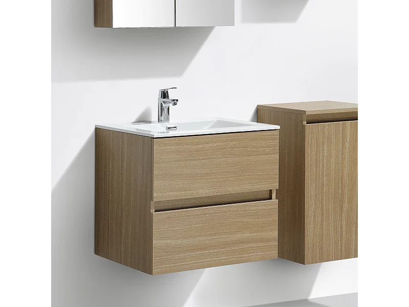 Mueble lavabo + lavabo 60cm MONTADO SIENA Roble Claro