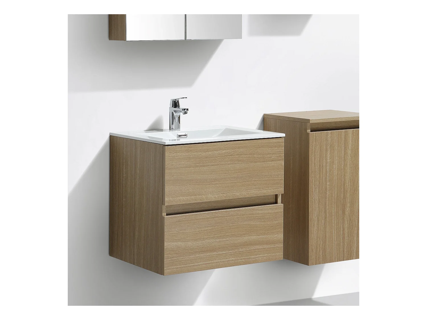 Waschtisch + Unterschrank 60cm montiert Eiche hell SIENA