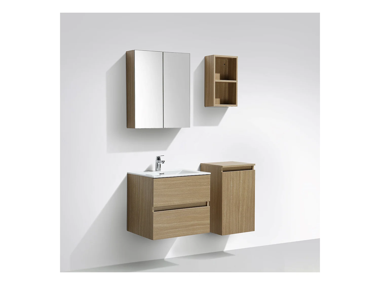 Waschtisch + Unterschrank 60cm montiert Eiche hell SIENA