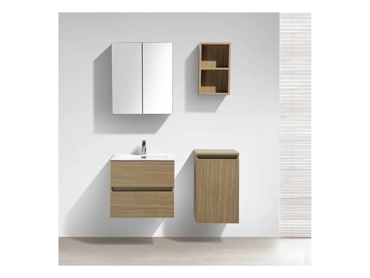 Waschtisch + Unterschrank 60cm montiert Eiche hell SIENA