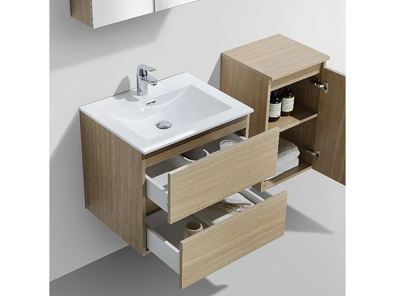 Waschtisch + Unterschrank 60cm montiert Eiche hell SIENA