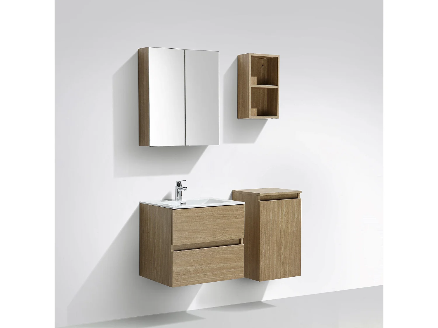 Waschtisch + Unterschrank 60cm montiert Eiche hell SIENA