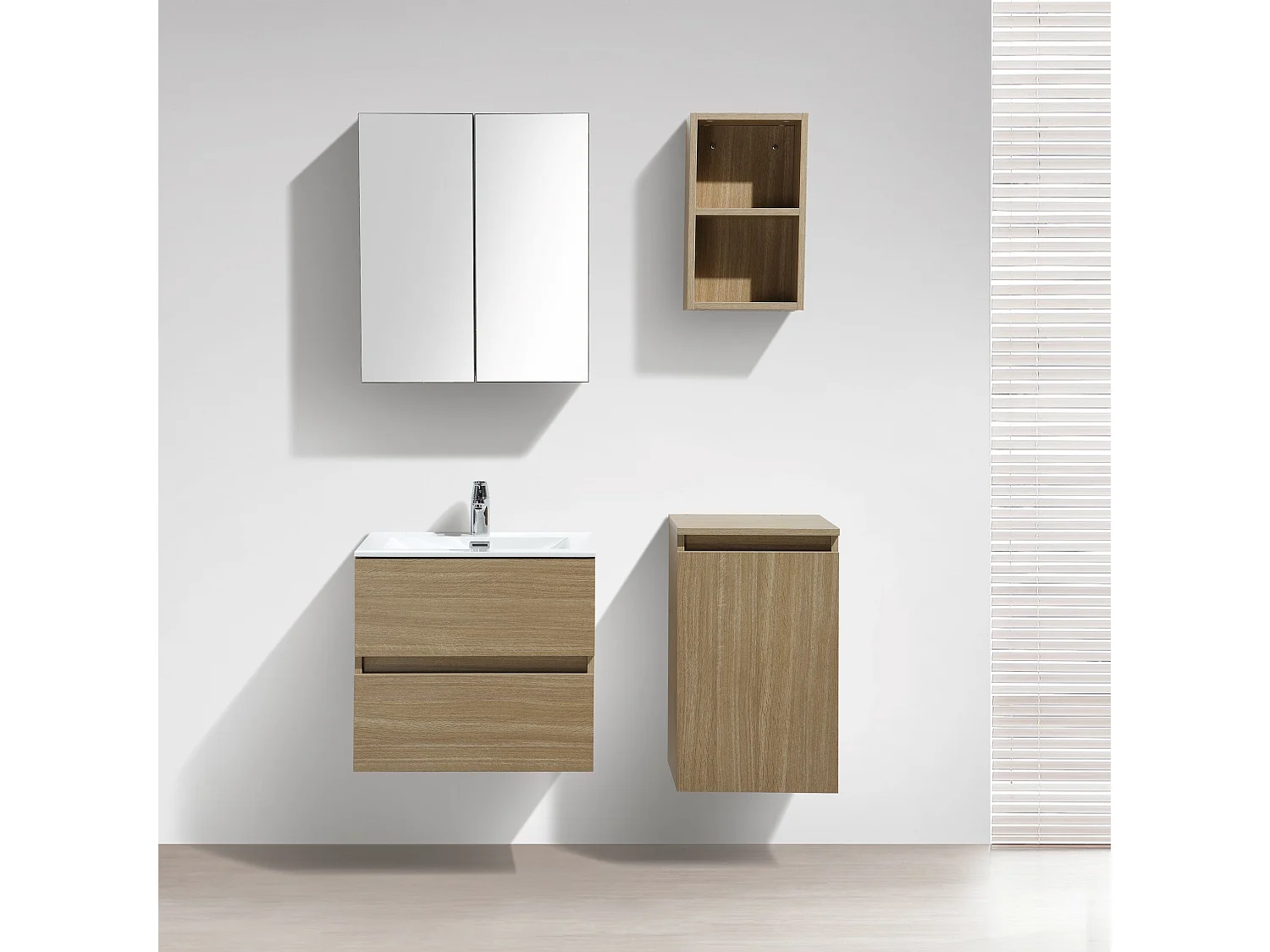 Waschtisch + Unterschrank 60cm montiert Eiche hell SIENA