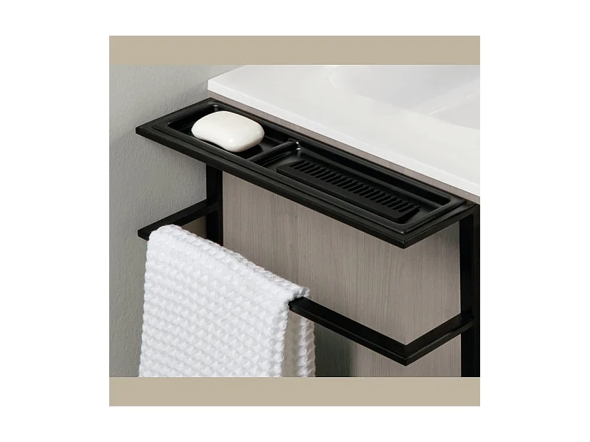 Meuble salle de bain en bois et métal KEIKO  gris sablé 100 cm