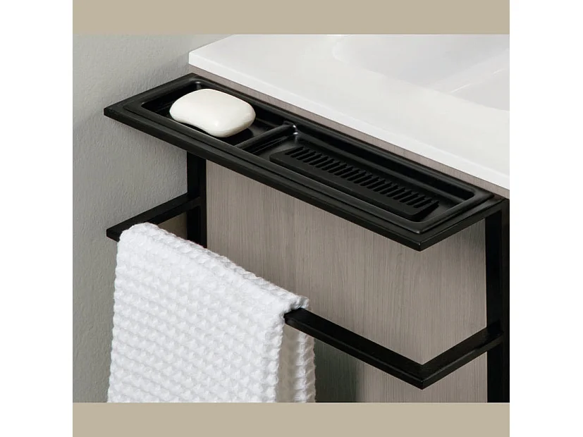 Meuble salle de bain en bois et métal KEIKO  gris sablé 100 cm