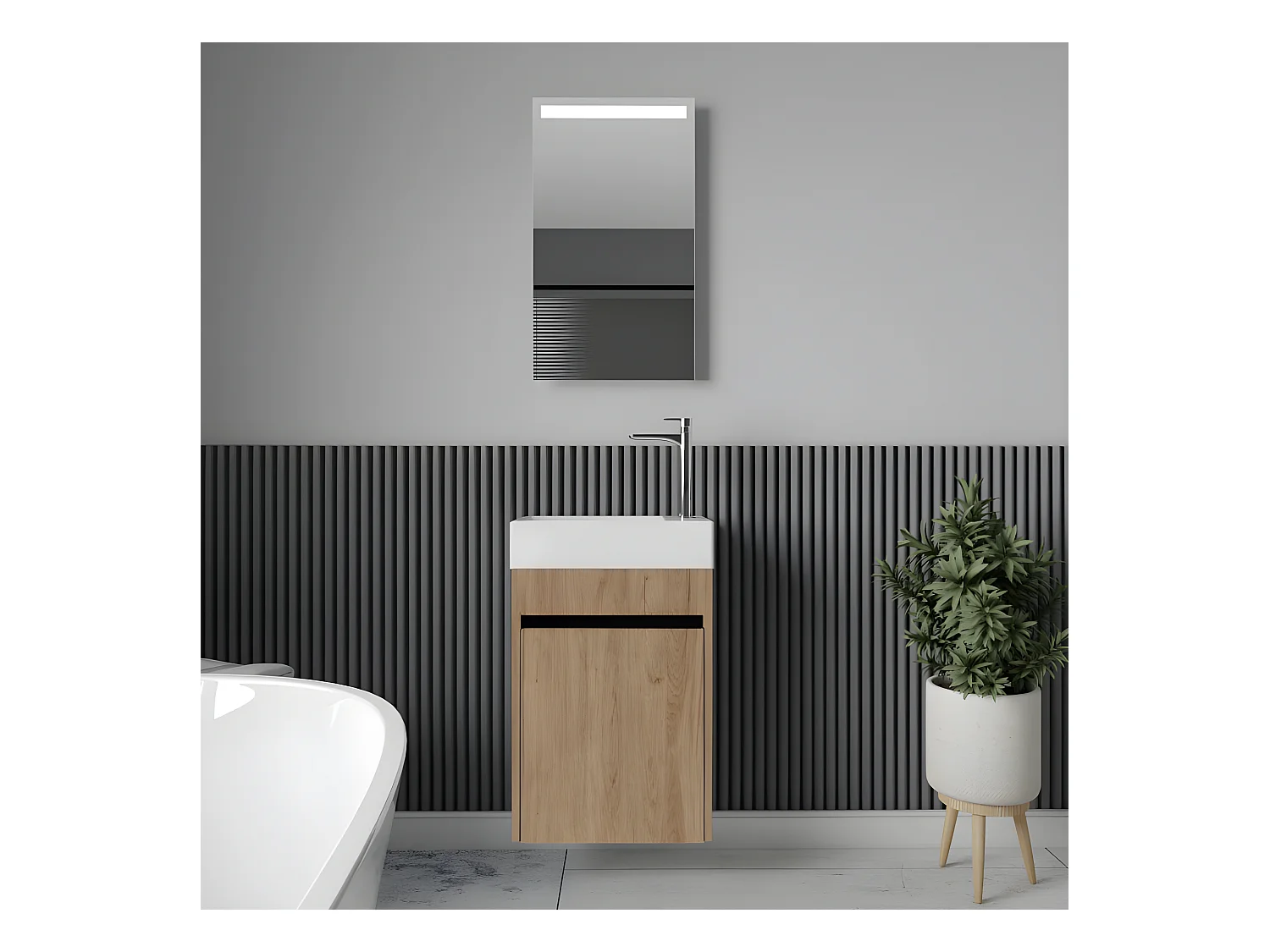 Lavabo con mueble MESSINA 45 cm roble claro