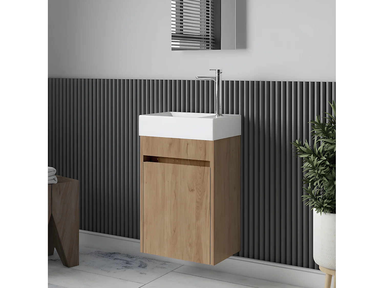 Waschtisch mit Unterschrank MESSINA 45 cm Eiche hell