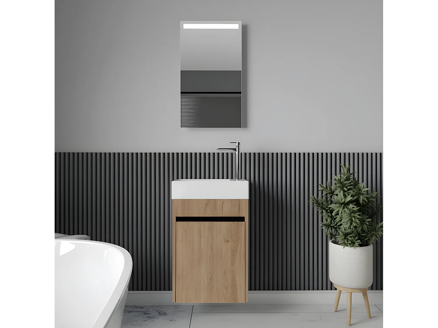 Waschtisch mit Unterschrank MESSINA 45 cm Eiche hell