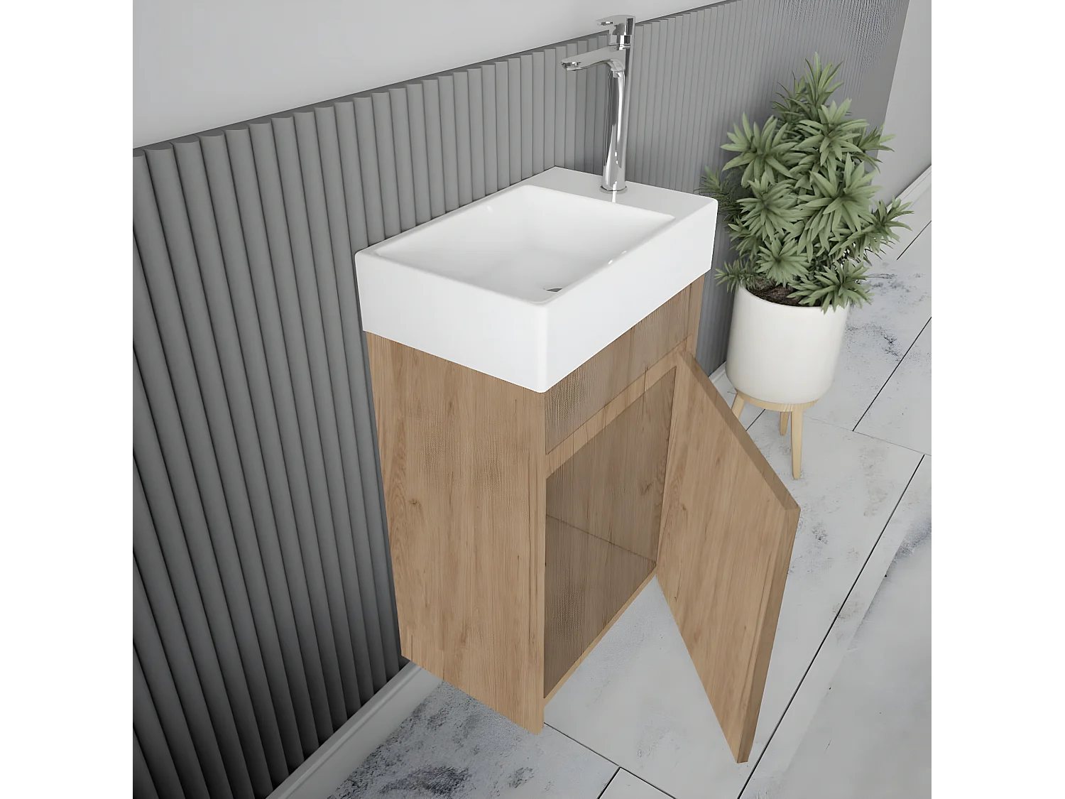 Waschtisch mit Unterschrank MESSINA 45 cm Eiche hell