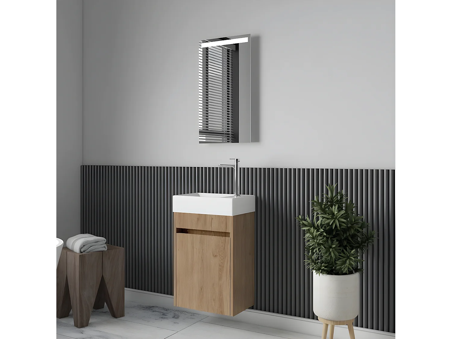 Waschtisch mit Unterschrank MESSINA 45 cm Eiche hell