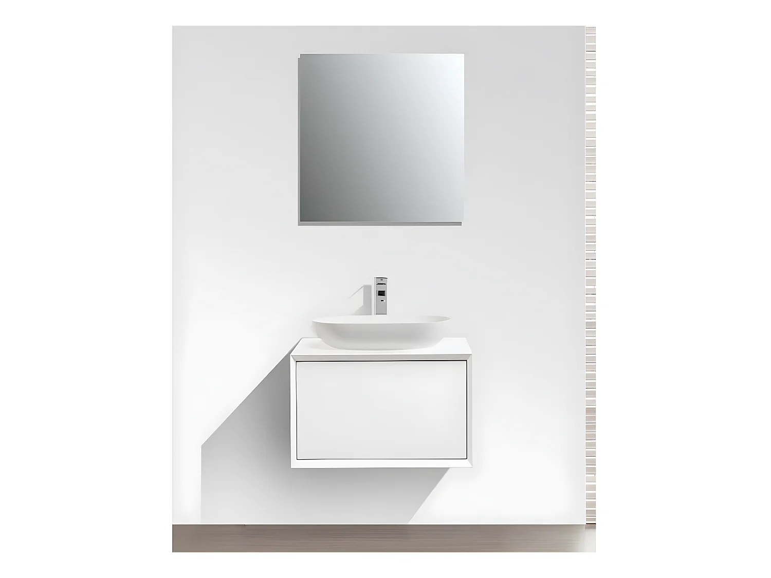 Meuble salle de bain pour vasque à poser PALIO largeur 60 cm blanc mat