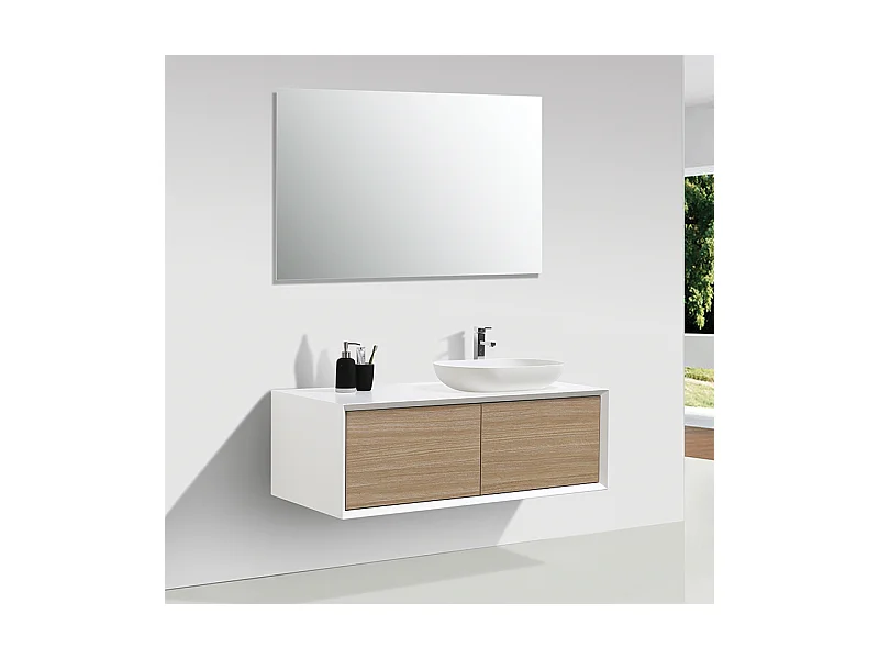 Mueble de baño MONTADO 120cm PALIO, blanco / roble claro