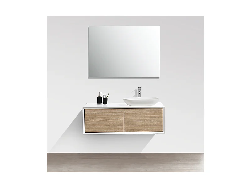 Mueble de baño MONTADO 120cm PALIO, blanco / roble claro