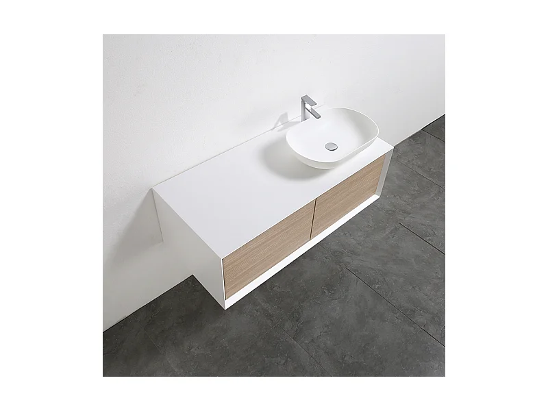 Mueble de baño MONTADO 120cm PALIO, blanco / roble claro