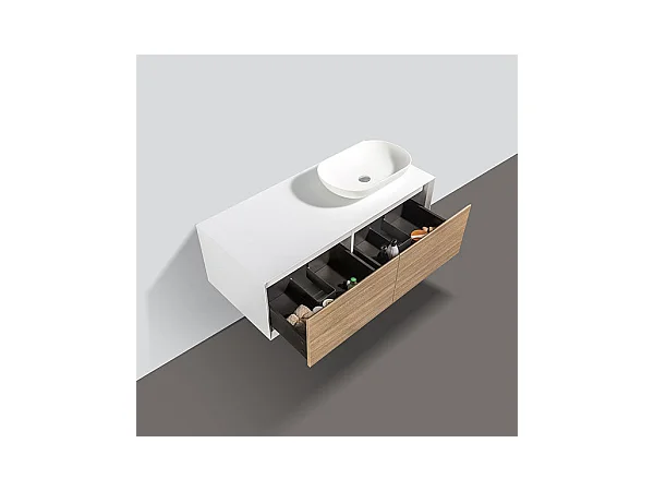 Mueble de baño MONTADO 120cm PALIO, blanco / roble claro