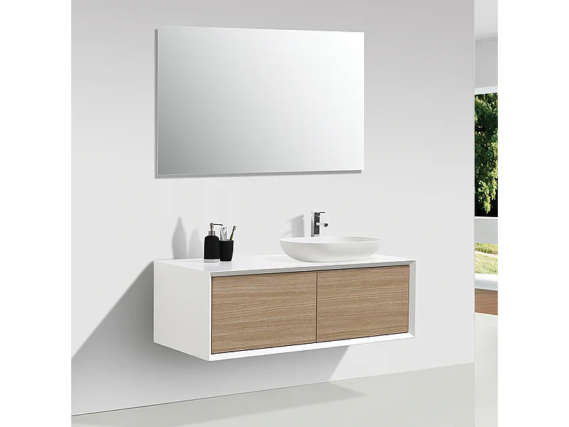 Mueble de baño MONTADO 120cm PALIO, blanco / roble claro