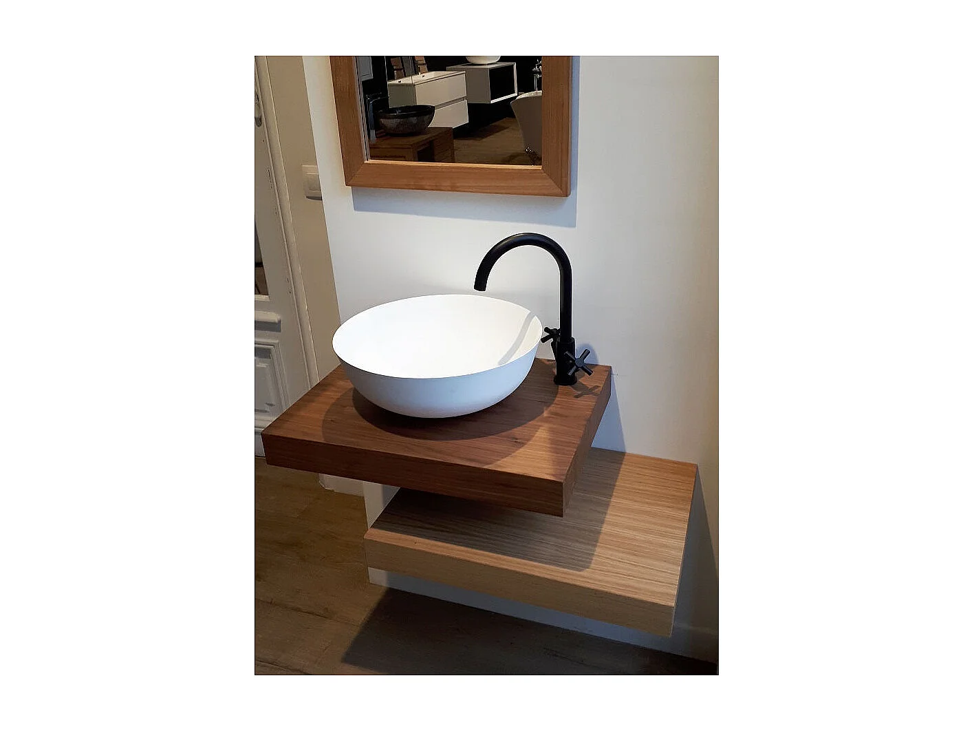 Waschtisch für Aufsatzwaschbecken in Walnuss ZERO Tiefe 45 cm - Breite 120 cm