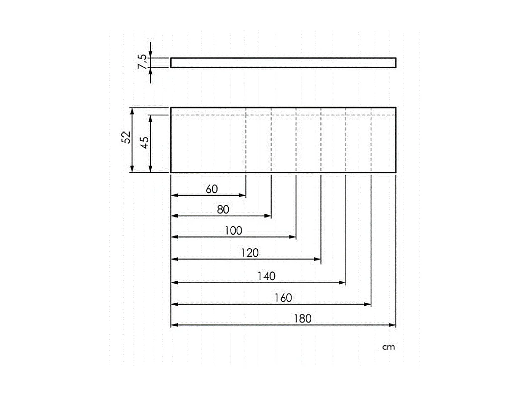 Waschtisch für Aufsatzwaschbecken in Walnuss ZERO Tiefe 52 cm - Breite 100 cm