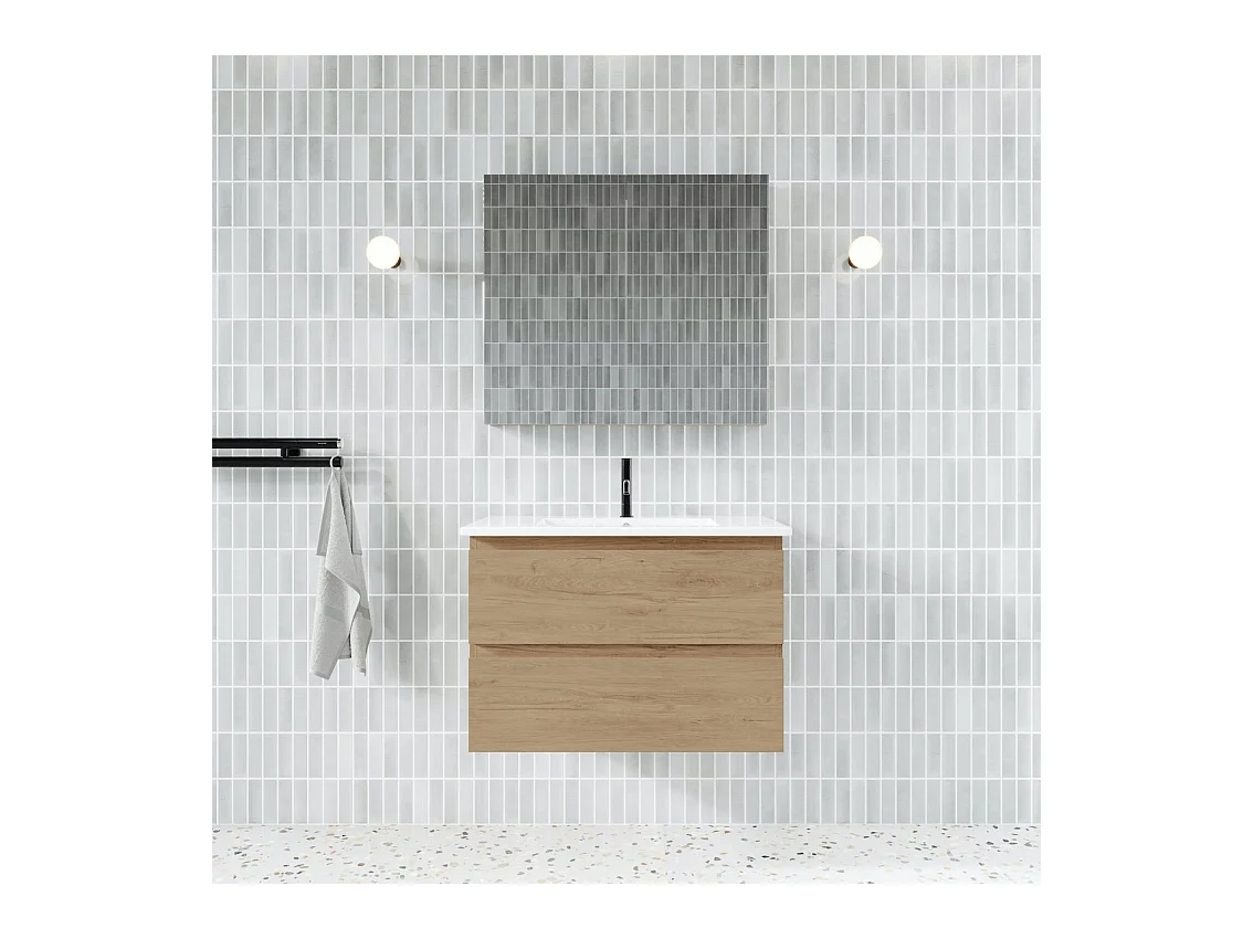 Lavabo con mueble MESSINA 80 cm roble claro