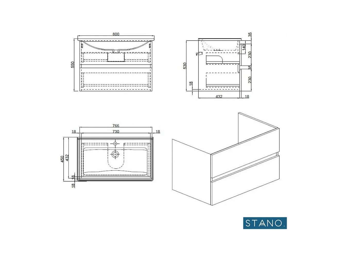 Lavabo con mueble MESSINA 80 cm roble claro