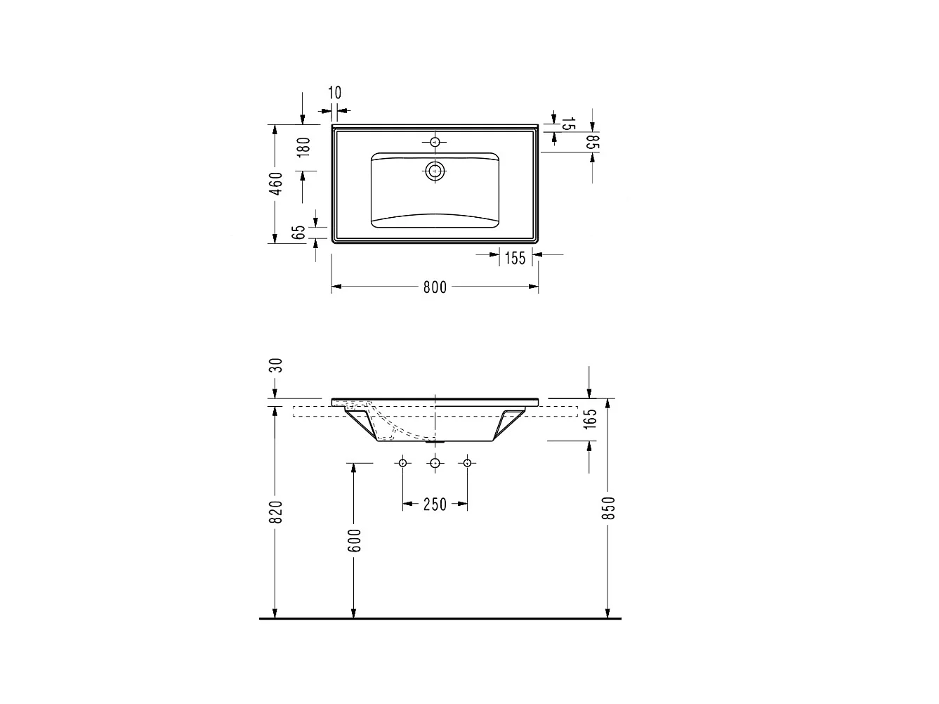 Lavabo con mueble MESSINA 80 cm roble claro