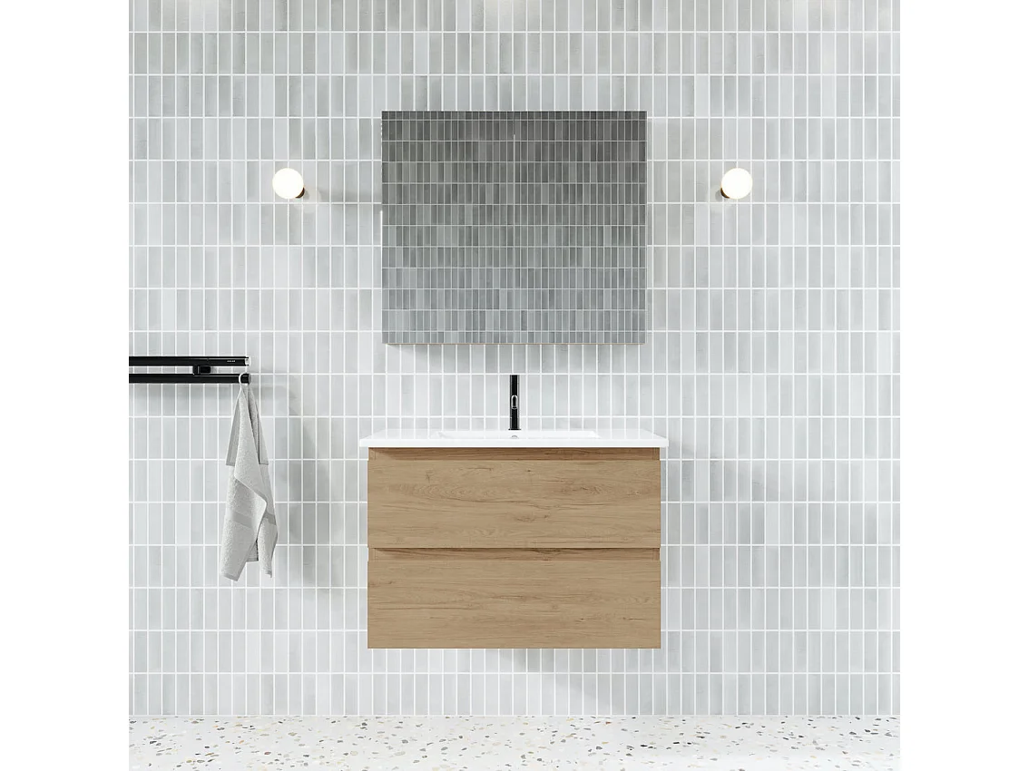 Lavabo con mueble MESSINA 80 cm roble claro