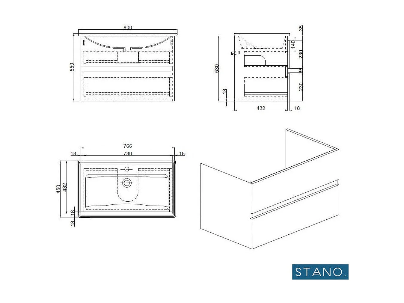 Lavabo con mueble MESSINA 80 cm roble claro