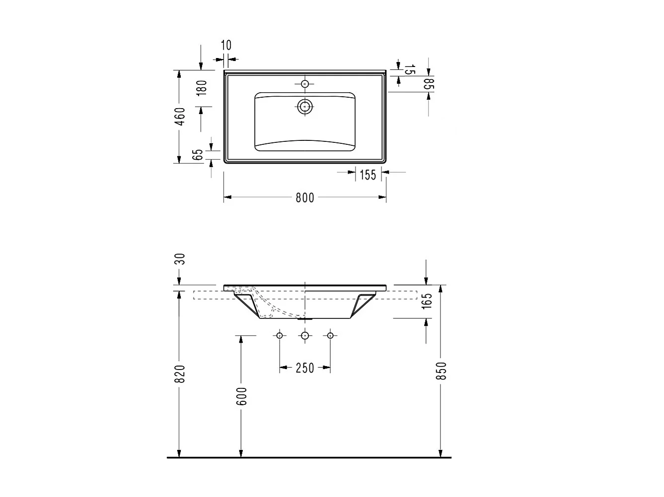 Meuble salle de bain design simple vasque MESSINA largeur 80 cm chêne clair