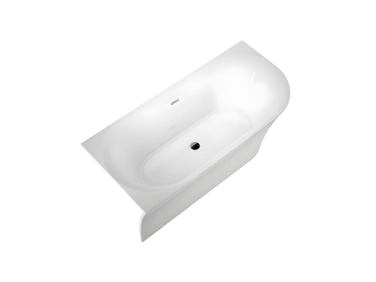 Baignoire design ovale semi-îlot ELIZABETH blanche 170 cm Angle à gauche