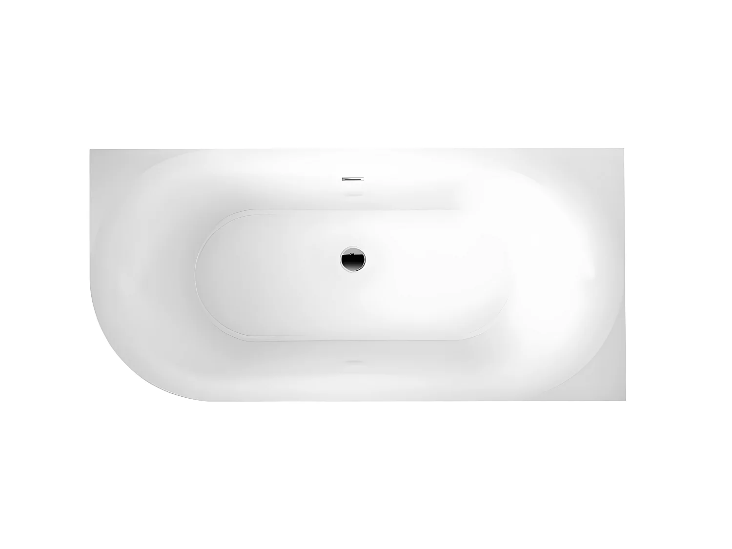 Baignoire design ovale semi-îlot ELIZABETH blanche 170 cm Angle à gauche
