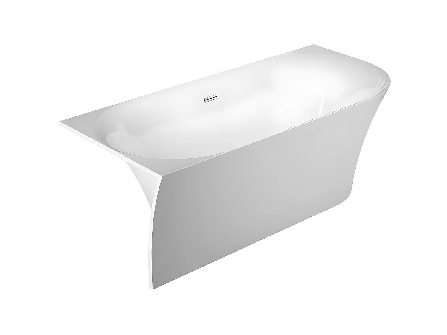 Baignoire design ovale semi-îlot ELIZABETH blanche 170 cm Angle à gauche