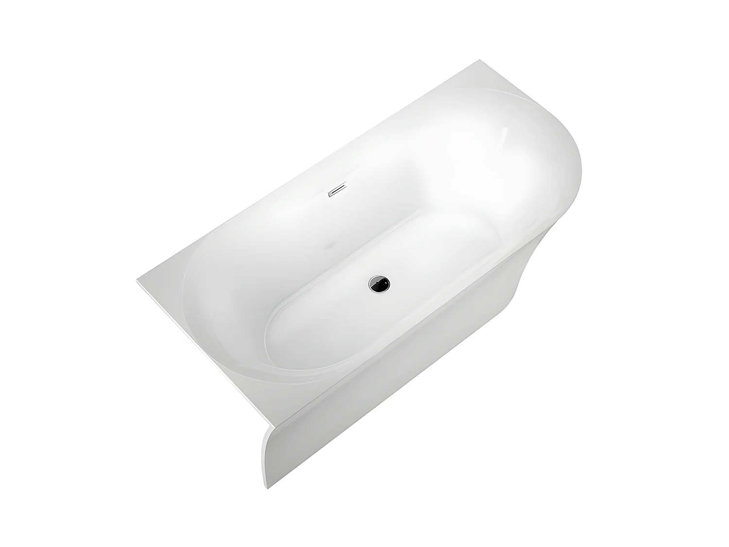 Halb Freistehende Badewanne ELIZABETH Linksseitige Ausführung 170 cm