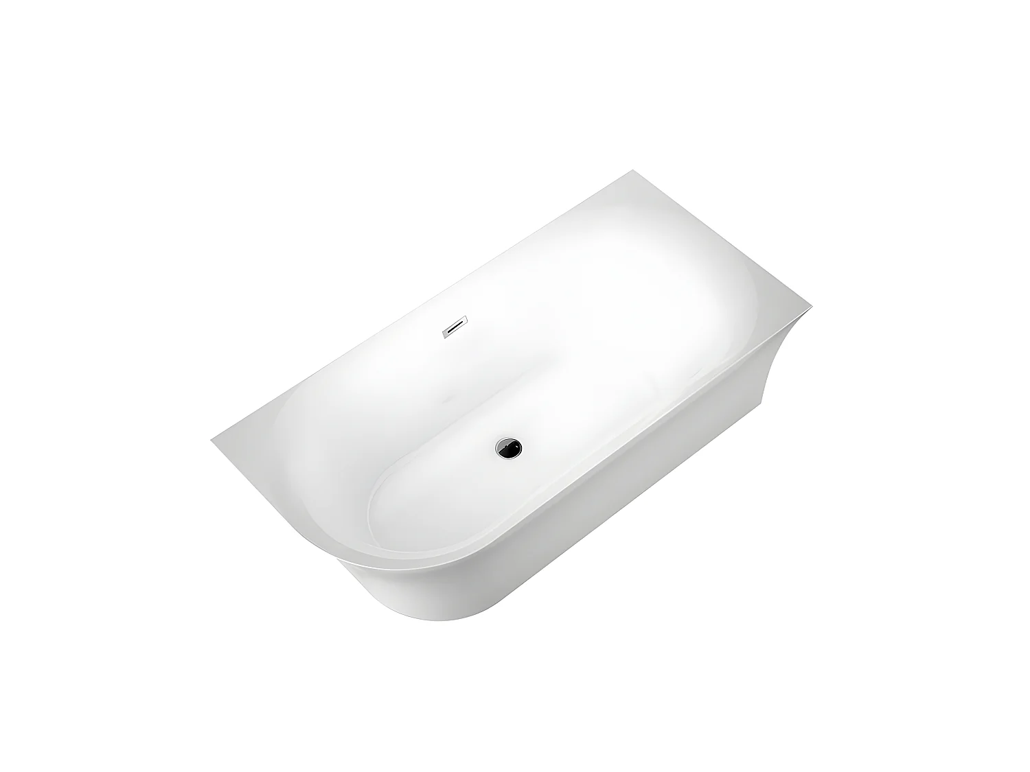 Vasca a parete di design ovale ELIZABETH bianca 170 cm Angolo Destra