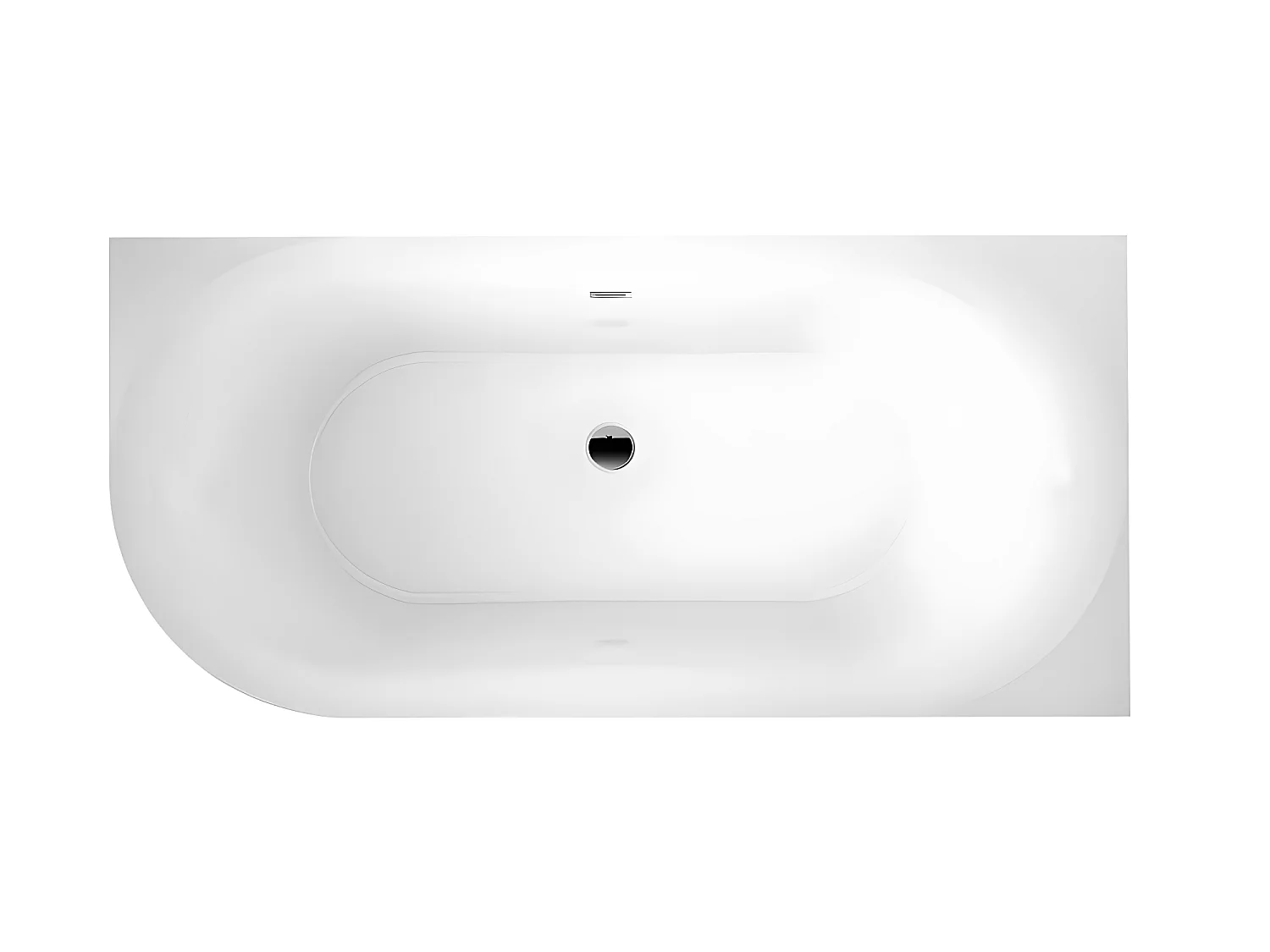 Baignoire design ovale semi-îlot ELIZABETH blanche 170 cm Angle à droite