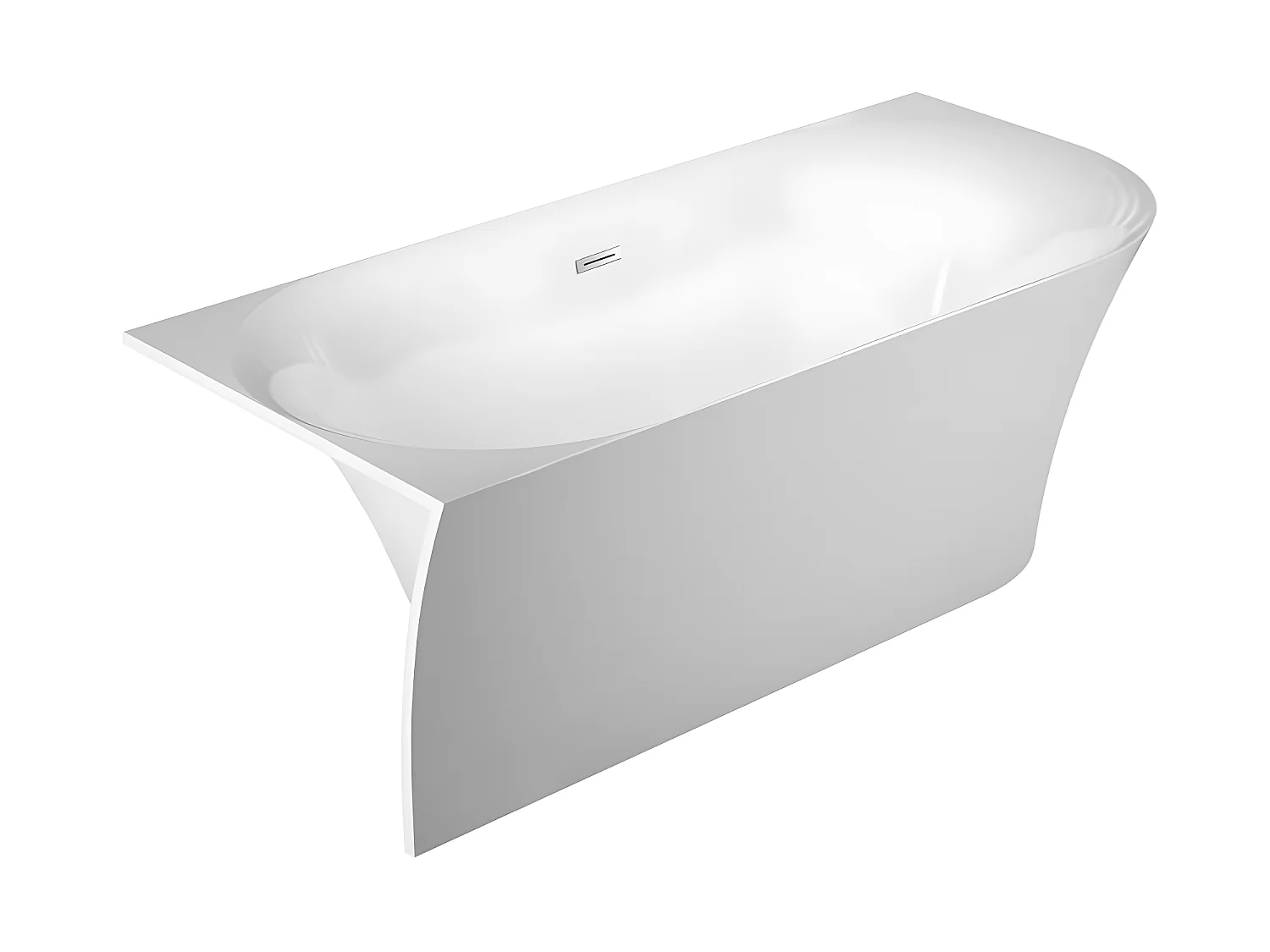 Baignoire design ovale semi-îlot ELIZABETH blanche 170 cm Angle à droite