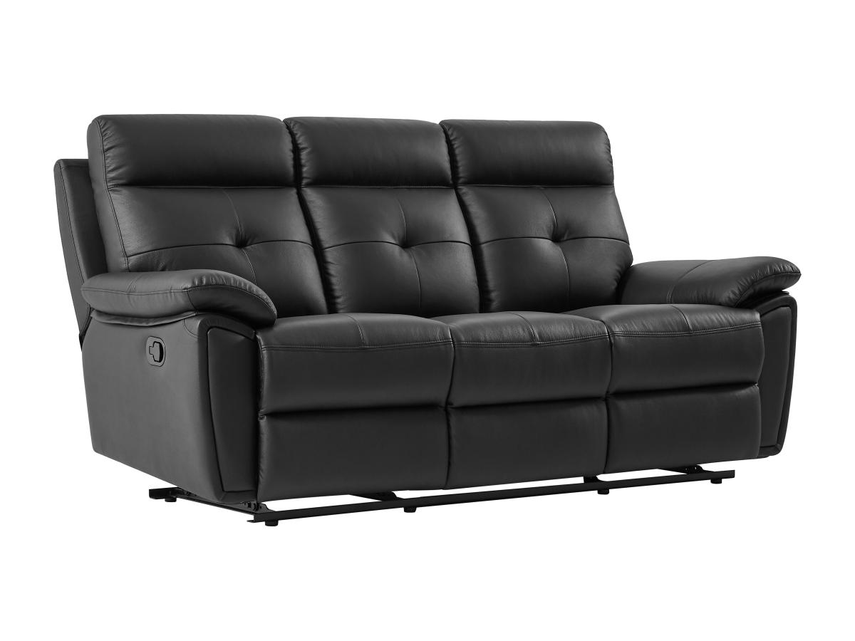 Relaxsofa 3-Sitzer - Leder - Schwarz - VINETA günstig online kaufen