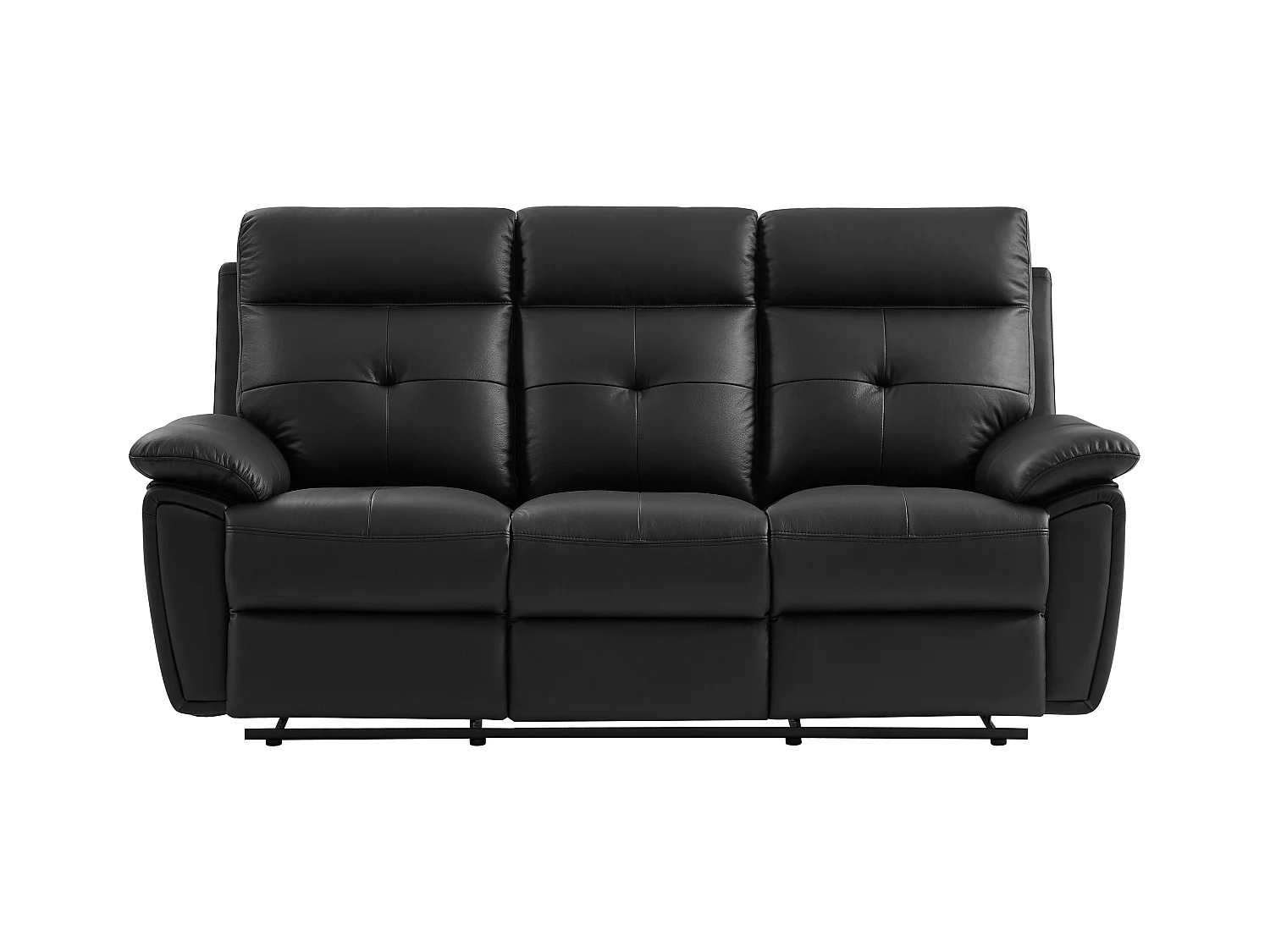 3-zits-relaxbank van zwart leer VINETA