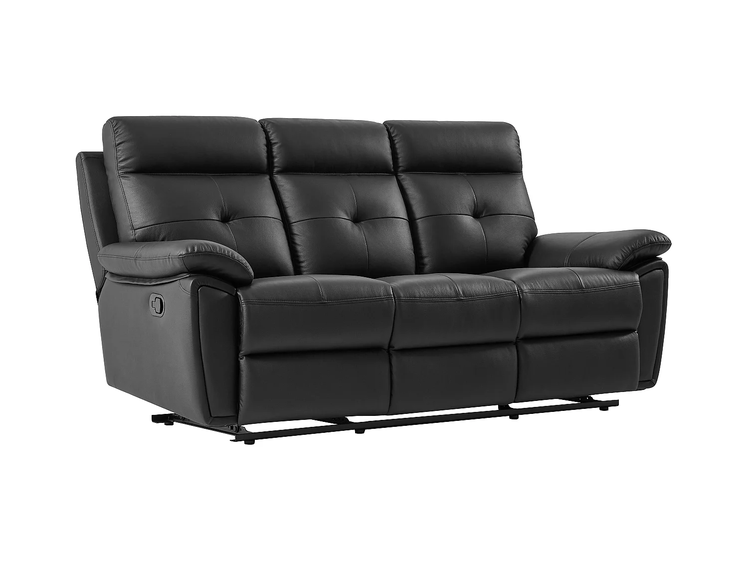 3-zits-relaxbank van zwart leer VINETA