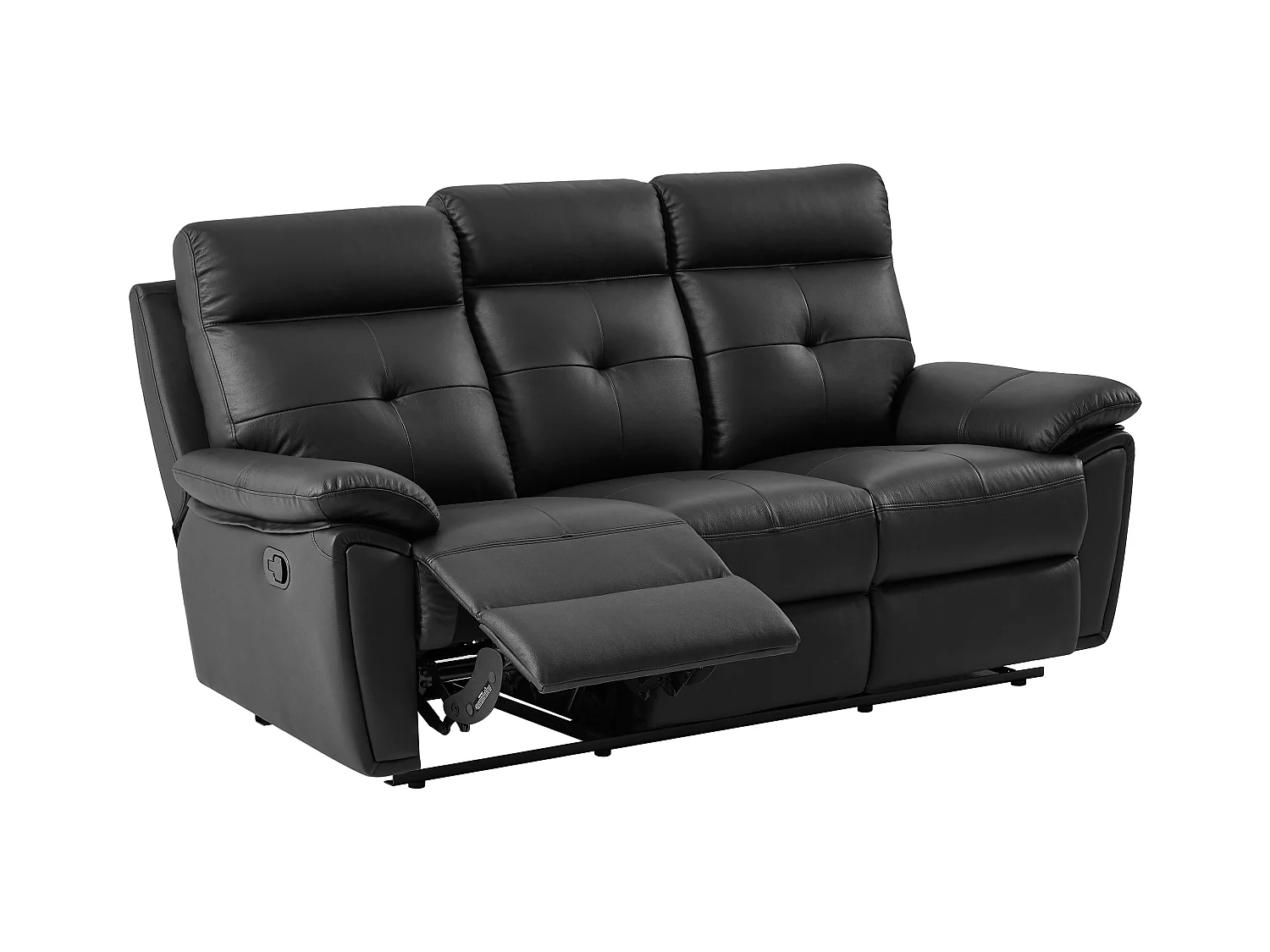 Canapé 3 places relax en cuir noir VINETA