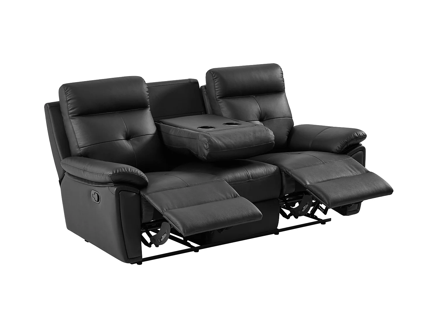 Canapé 3 places relax en cuir noir VINETA