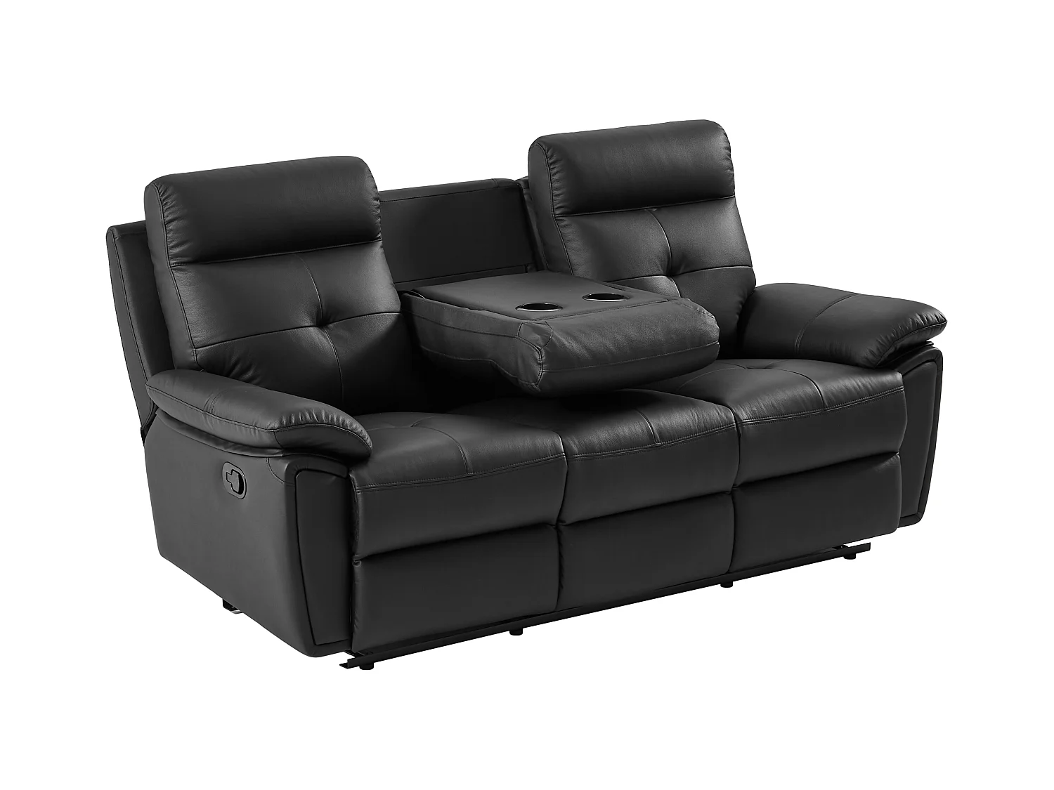 Canapé 3 places relax en cuir noir VINETA